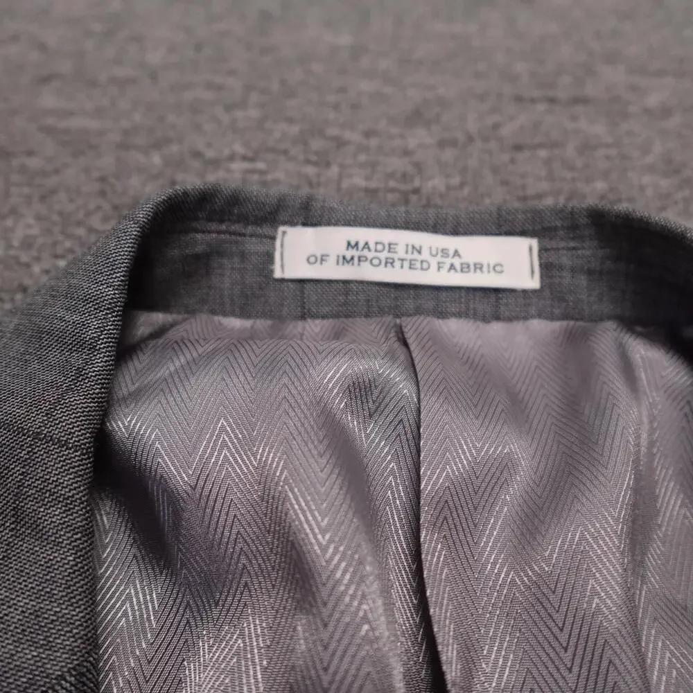 Joseph Abboud Suit Mens 44L Gray Plaid Wool 2 Button 2 Piece 38x31 Pants
